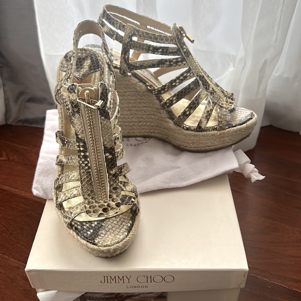 Jimmy choo espadrille natural 38 women palermo zipper shoes sandals
